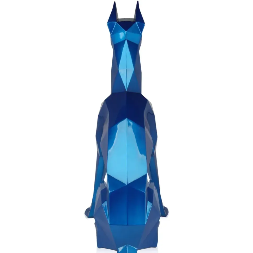 Polygon Doberman 82cm Blue Resin Indoor Sculpture