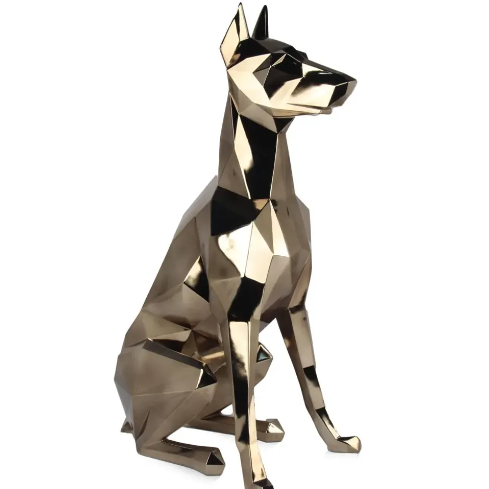 Polygon Doberman 82cm Gold Resin Indoor Sculpture