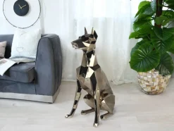 Polygon Doberman 82cm Gold Resin Indoor Sculpture