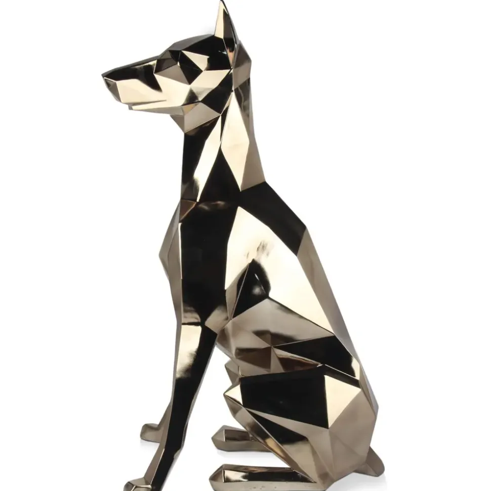 Polygon Doberman 82cm Gold Resin Indoor Sculpture