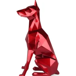 Polygon Doberman 82cm Red Resin Indoor Sculpture