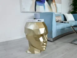 Polygon Female Head 55cm Gold Side Table Sculpture
