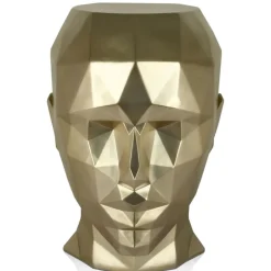Polygon Female Head 55cm Gold Side Table Sculpture