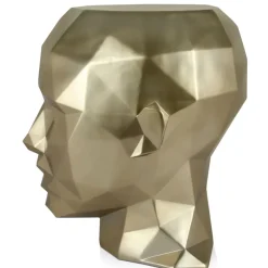 Polygon Female Head 55cm Gold Side Table Sculpture