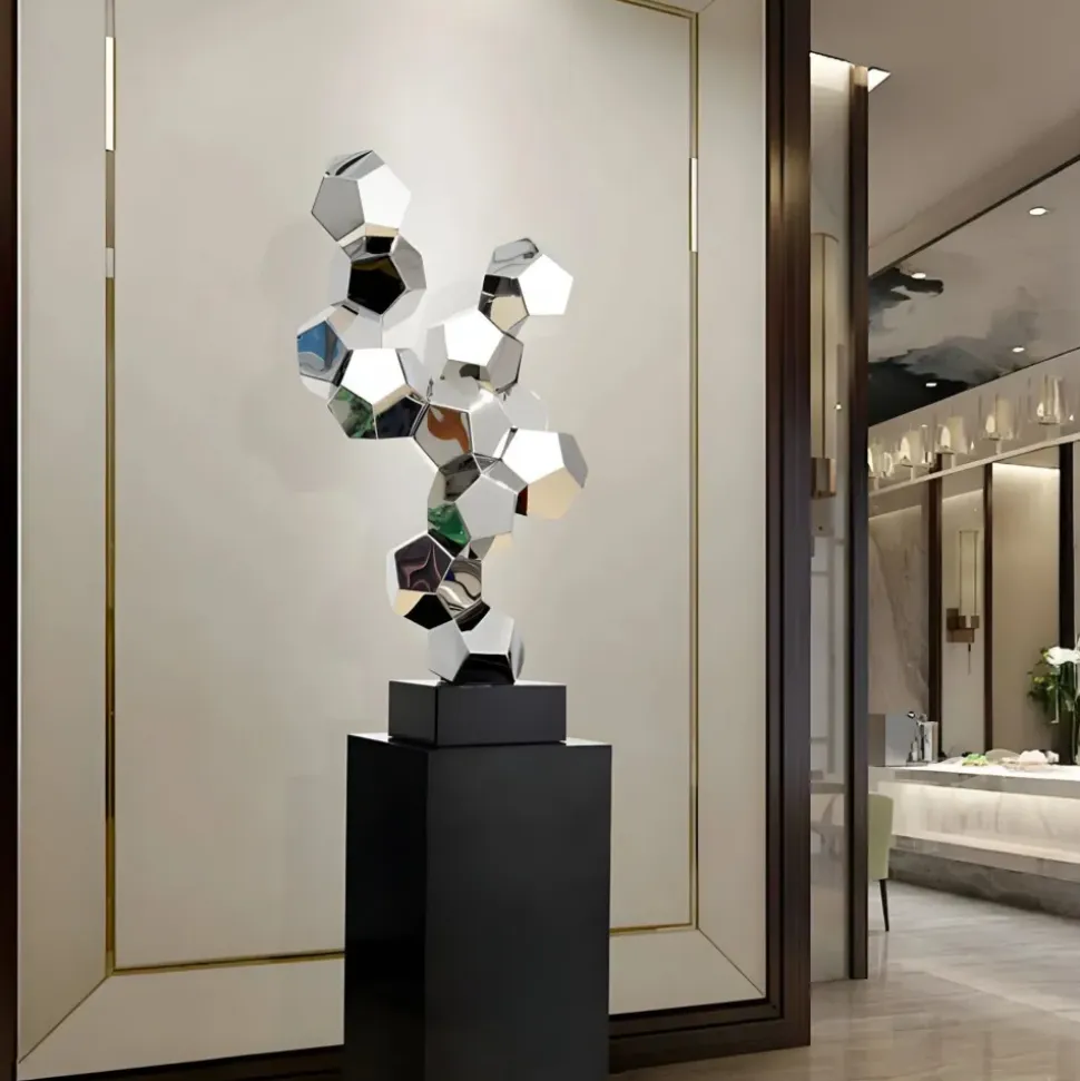 Polygon Fusion 104cm Silver Metal Indoor Sculpture