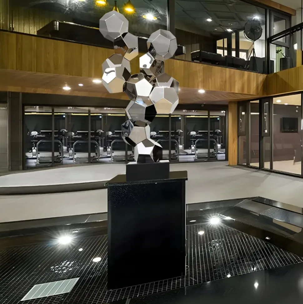 Polygon Fusion 104cm Silver Metal Indoor Sculpture