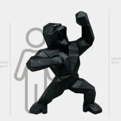 Polygon Gorilla 165cm Black Resin Indoor Sculpture