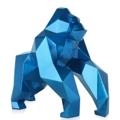 Polygon Gorilla 44cm Blue Resin Indoor Sculpture