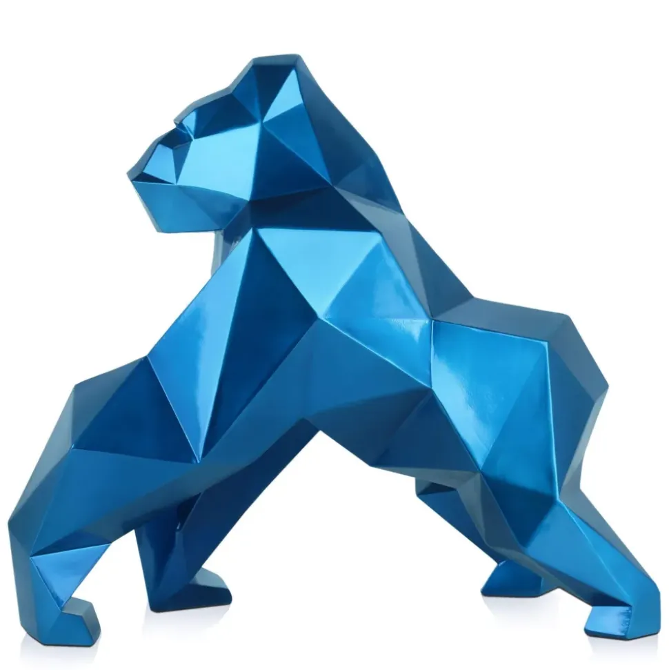 Polygon Gorilla 44cm Blue Resin Indoor Sculpture