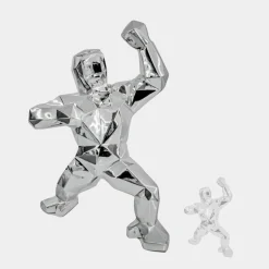 Polygon Gorilla 135cm Chrome Resin Indoor Sculpture