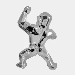 Polygon Gorilla 50cm Chrome Resin Indoor Sculpture