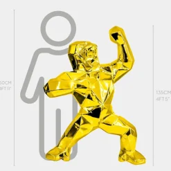 Polygon Gorilla 135cm Gold Resin Indoor Sculpture