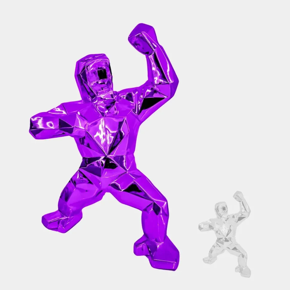 Polygon Gorilla 135cm Purple Resin Indoor Sculpture