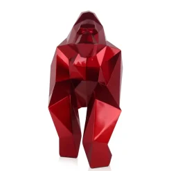 Polygon Gorilla 44cm Red Resin Indoor Sculpture