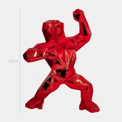 Polygon Gorilla 50cm Red Resin Indoor Sculpture
