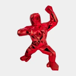 Polygon Gorilla 50cm Red Resin Indoor Sculpture