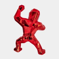 Polygon Gorilla 50cm Red Resin Indoor Sculpture