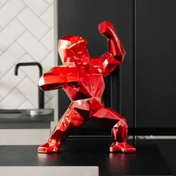 Polygon Gorilla 50cm Red Resin Indoor Sculpture