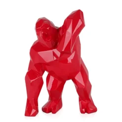 Polygon Gorilla 30cm Red Resin Indoor Sculpture