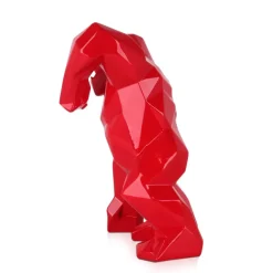 Polygon Gorilla 30cm Red Resin Indoor Sculpture
