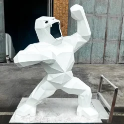 Polygon Gorilla 135cm White Resin Indoor Sculpture