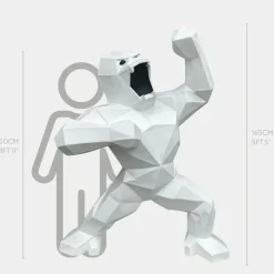 Polygon Gorilla 165cm White Resin Indoor Sculpture