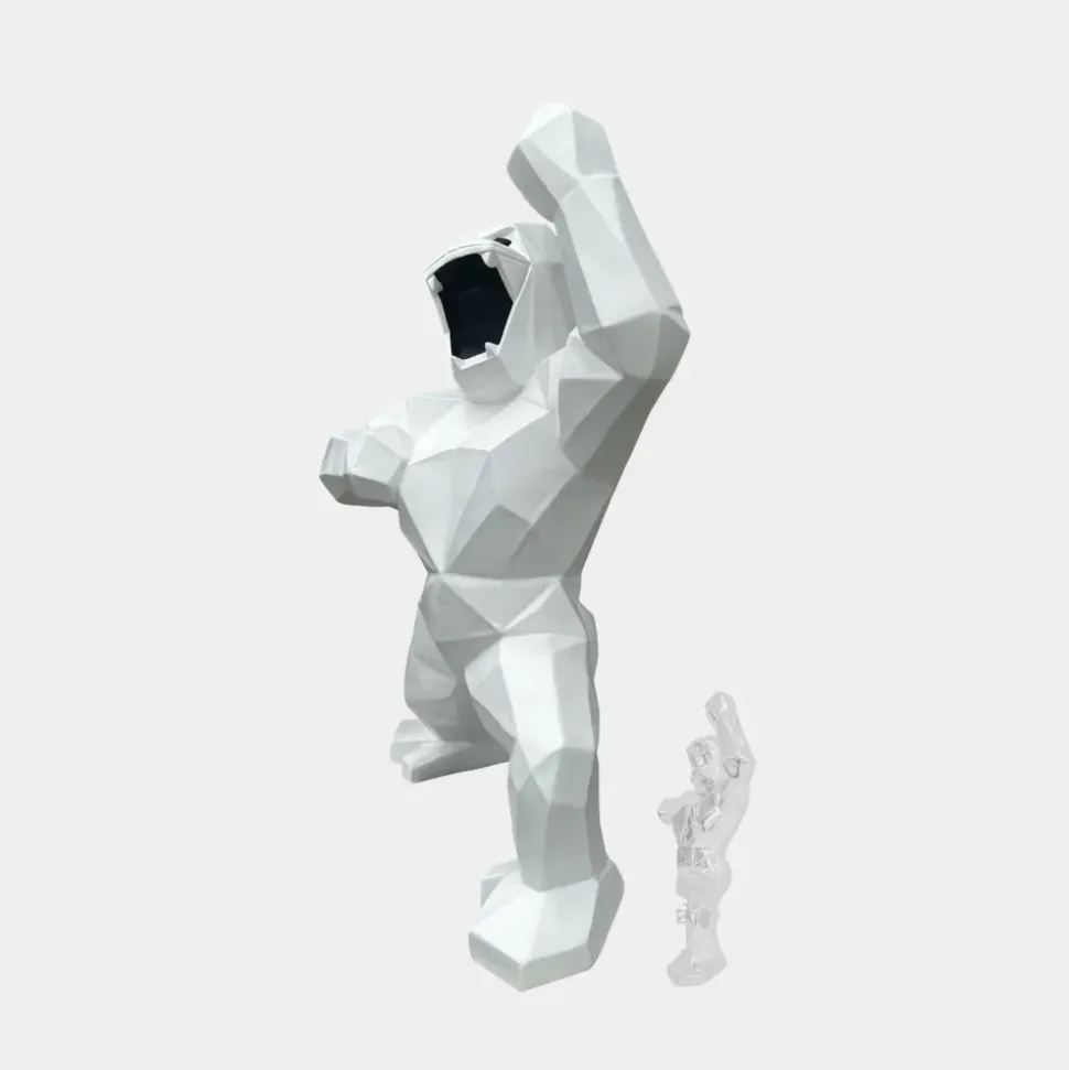 Polygon Gorilla 165cm White Resin Indoor Sculpture