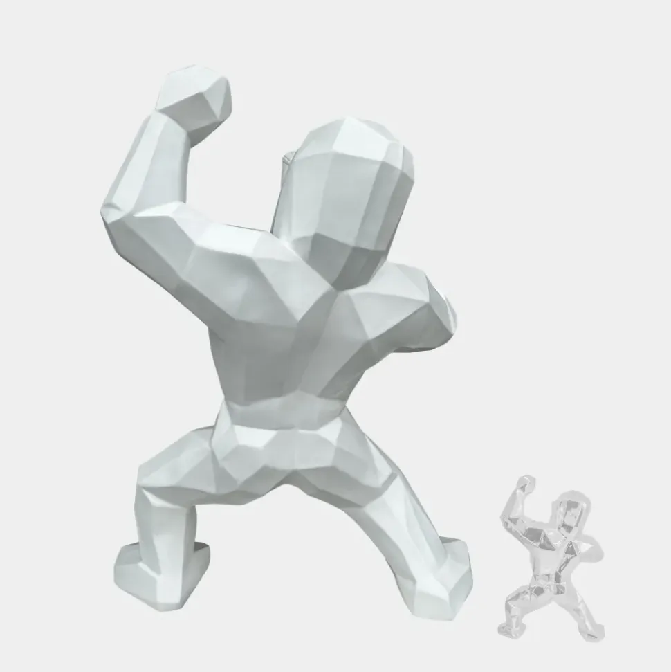 Polygon Gorilla 165cm White Resin Indoor Sculpture