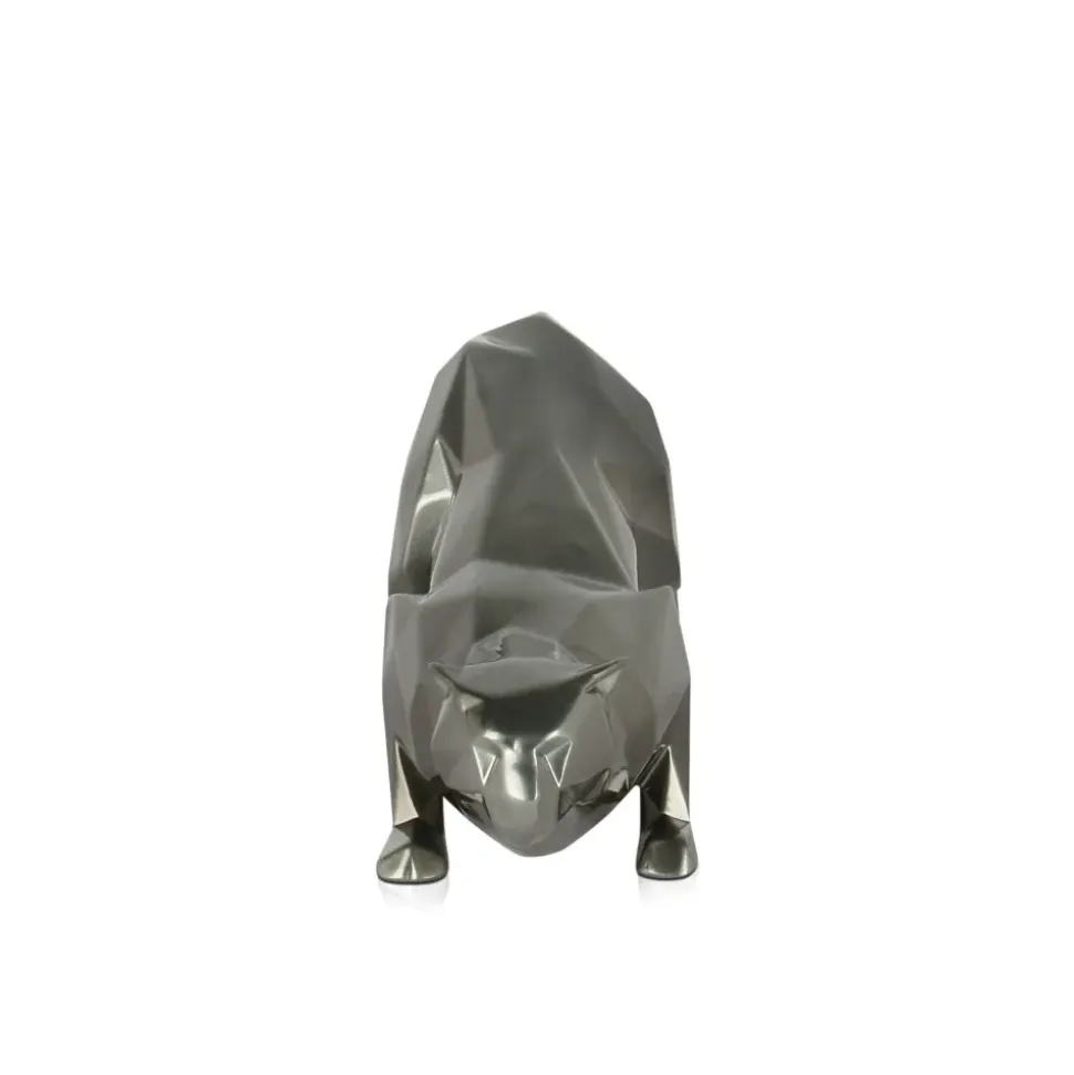 Polygon Leopard 15cm Anthracite Resin Indoor Sculpture