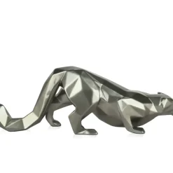Polygon Leopard 15cm Anthracite Resin Indoor Sculpture