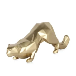 Polygon Leopard 15cm Gold Resin Indoor Sculpture