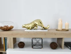 Polygon Leopard 15cm Gold Resin Indoor Sculpture