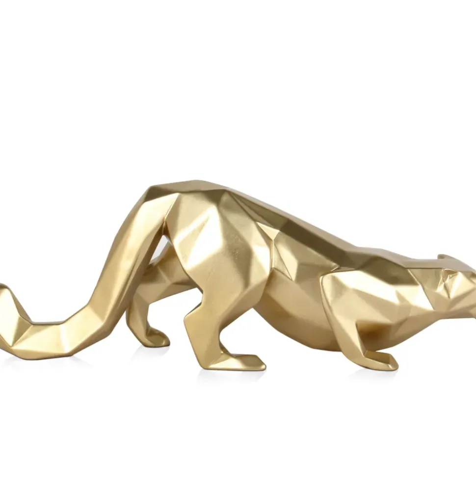 Polygon Leopard 15cm Gold Resin Indoor Sculpture