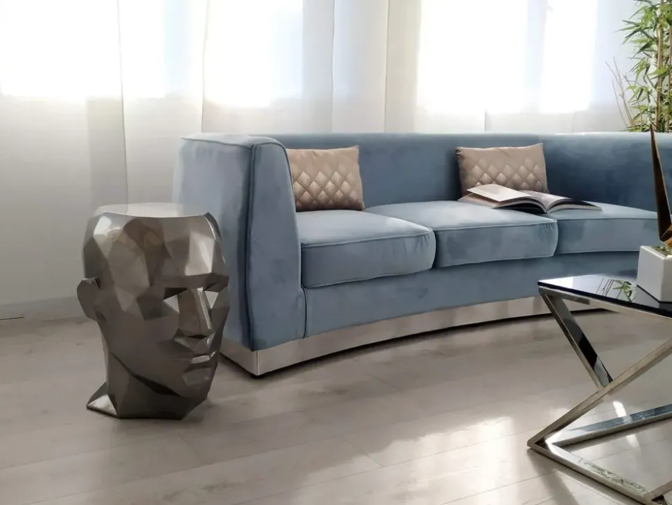 Polygon Male Head 55cm Anthracite Side Table Sculpture