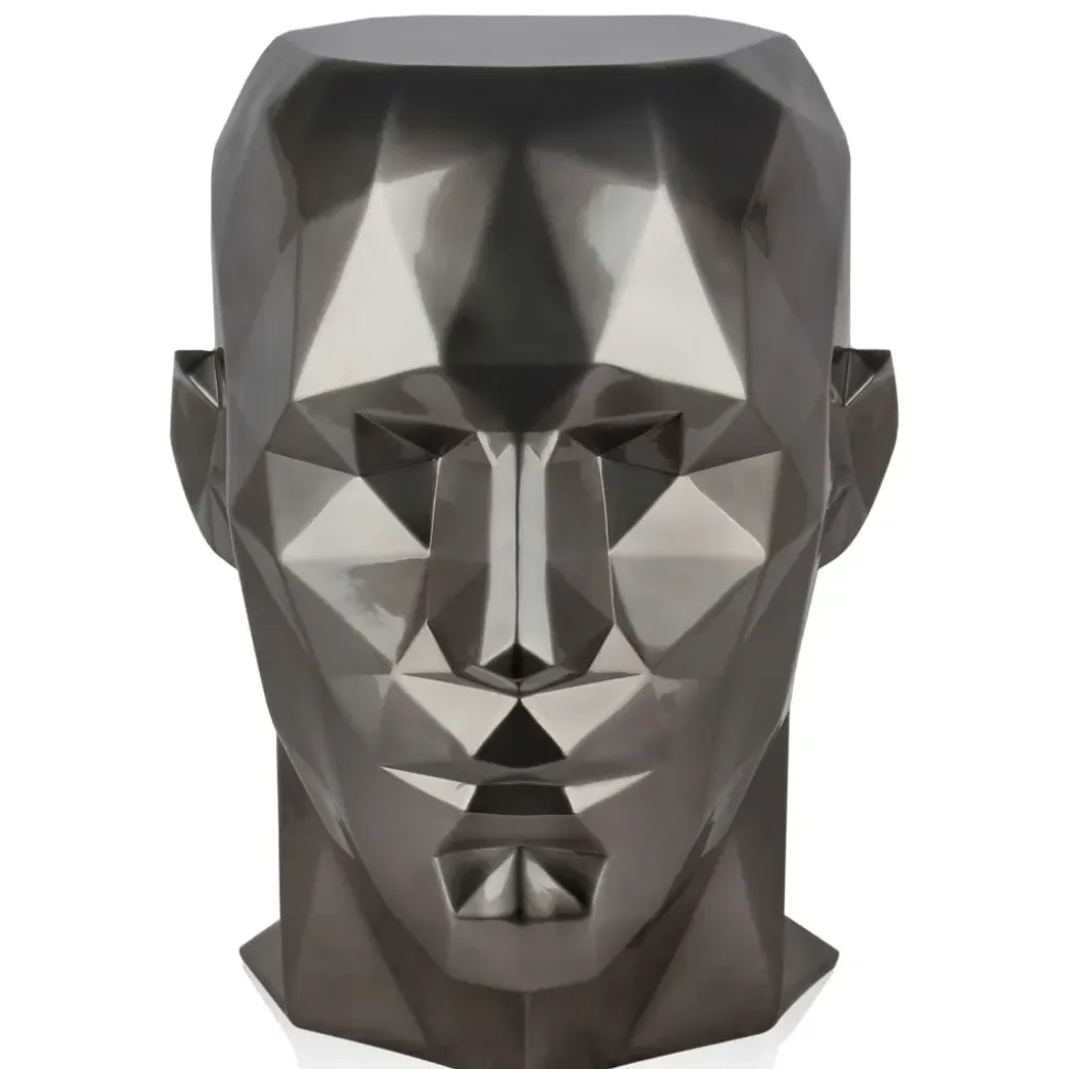 Polygon Male Head 55cm Anthracite Side Table Sculpture