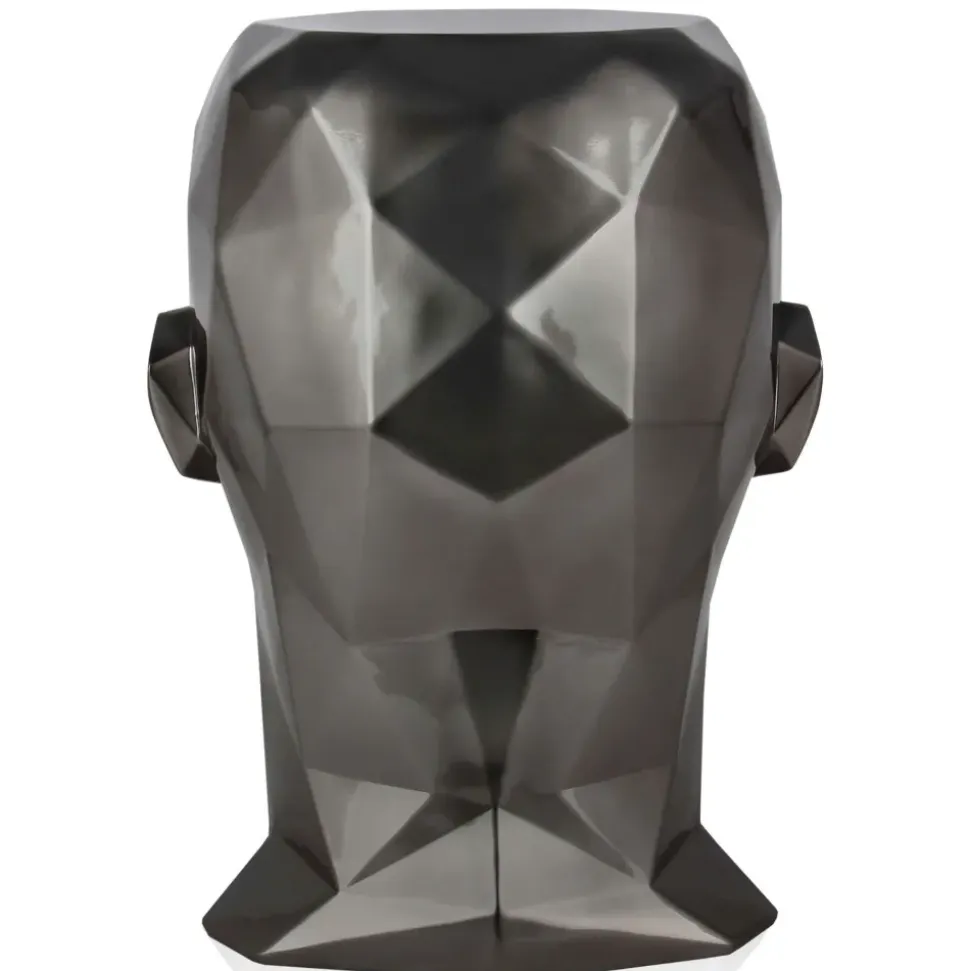 Polygon Male Head 55cm Anthracite Side Table Sculpture