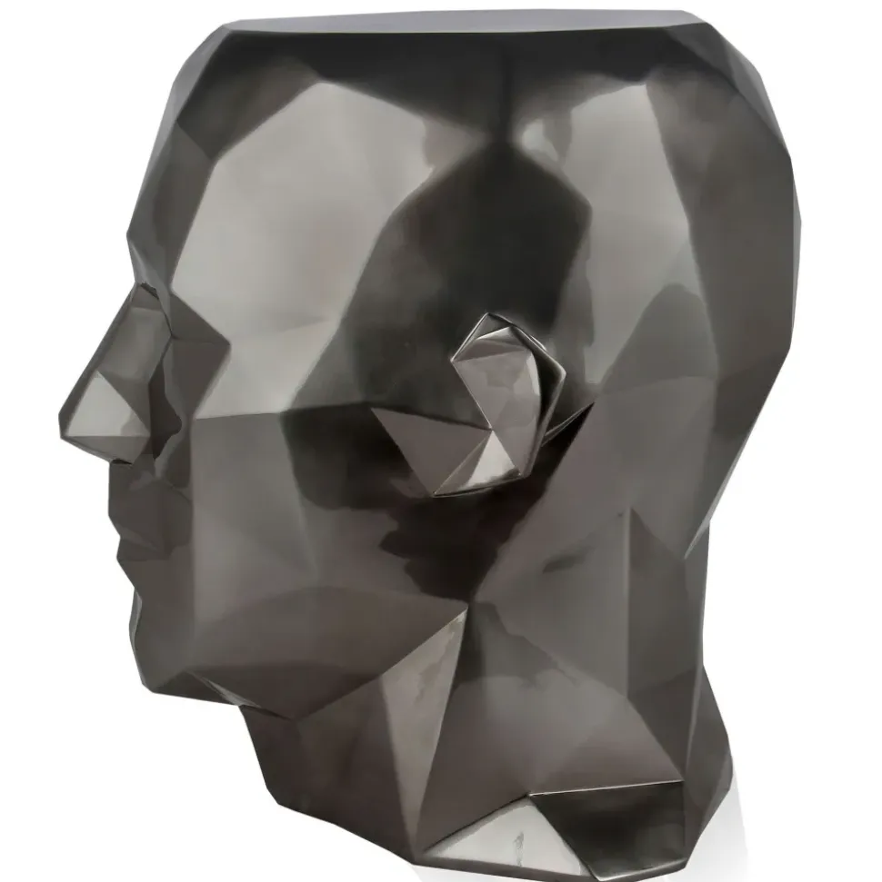 Polygon Male Head 55cm Anthracite Side Table Sculpture