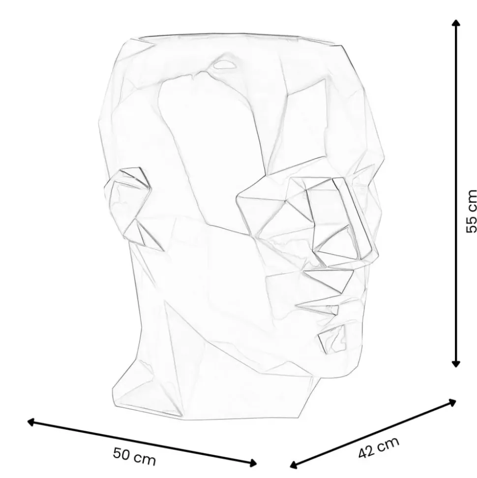 Polygon Male Head 55cm Anthracite Side Table Sculpture