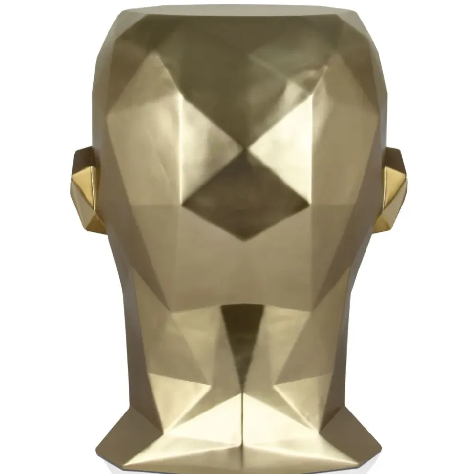 Polygon Male Head 55cm Gold Side Table Sculpture