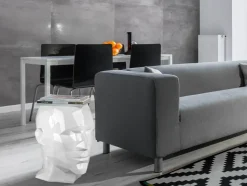 Polygon Male Head 55cm White Side Table Sculpture