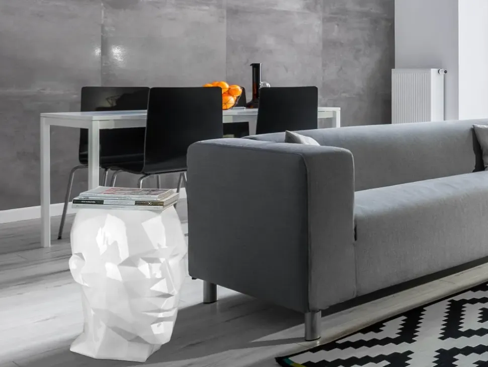 Polygon Male Head 55cm White Side Table Sculpture
