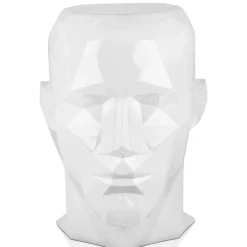 Polygon Male Head 55cm White Side Table Sculpture