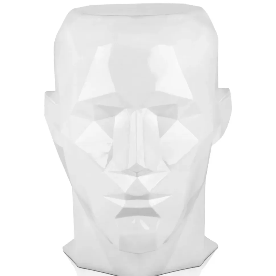 Polygon Male Head 55cm White Side Table Sculpture
