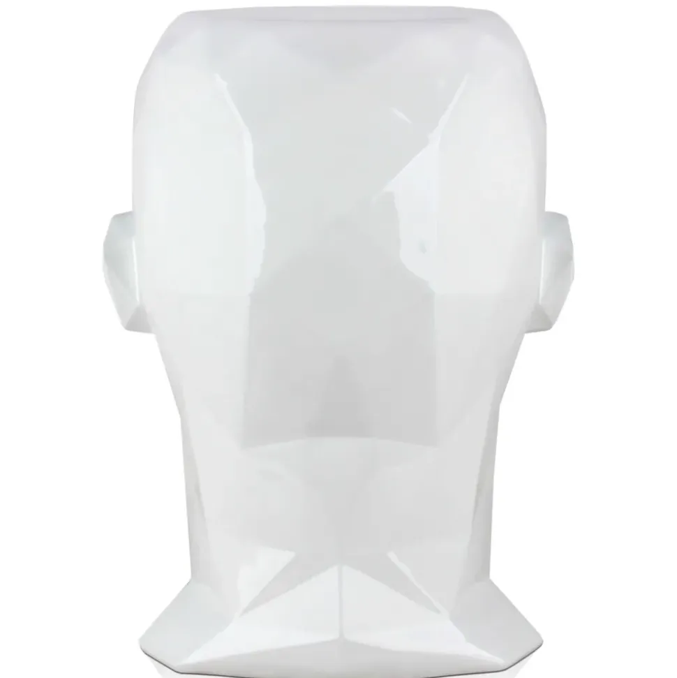 Polygon Male Head 55cm White Side Table Sculpture