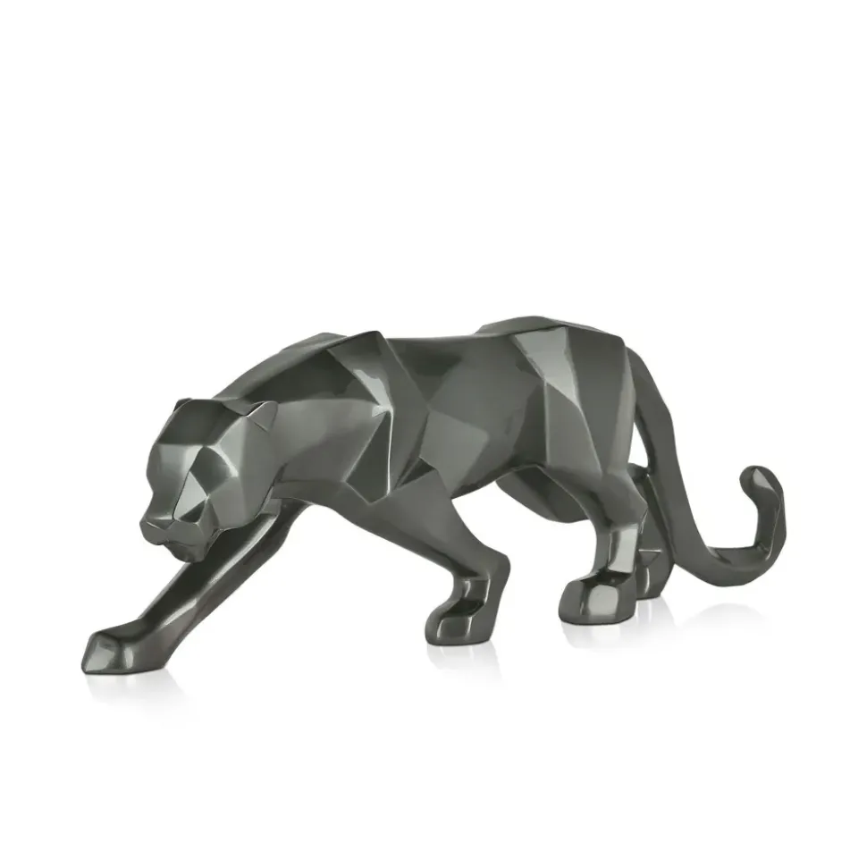 Polygon Panther 14cm Anthracite Resin Indoor Sculpture