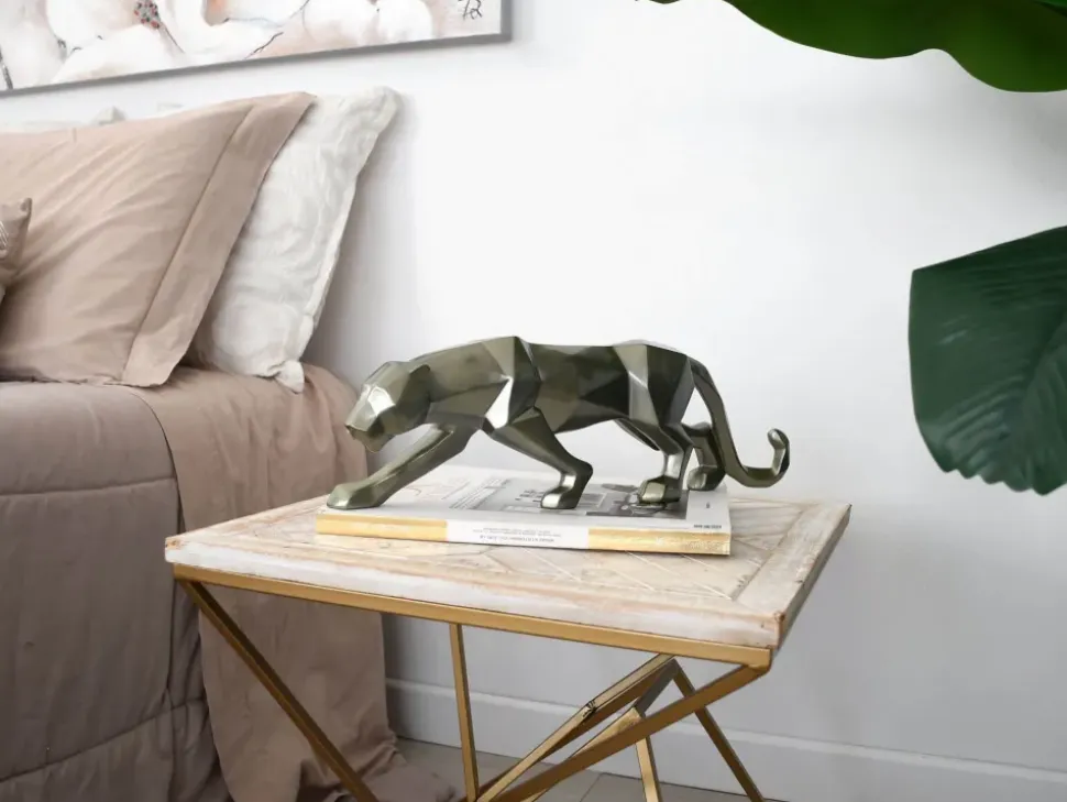 Polygon Panther 14cm Anthracite Resin Indoor Sculpture