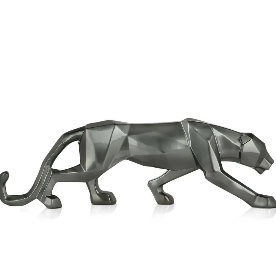 Polygon Panther 14cm Anthracite Resin Indoor Sculpture