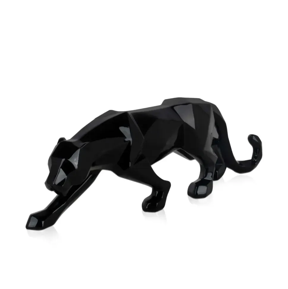 Polygon Panther 14cm Black Resin Indoor Sculpture
