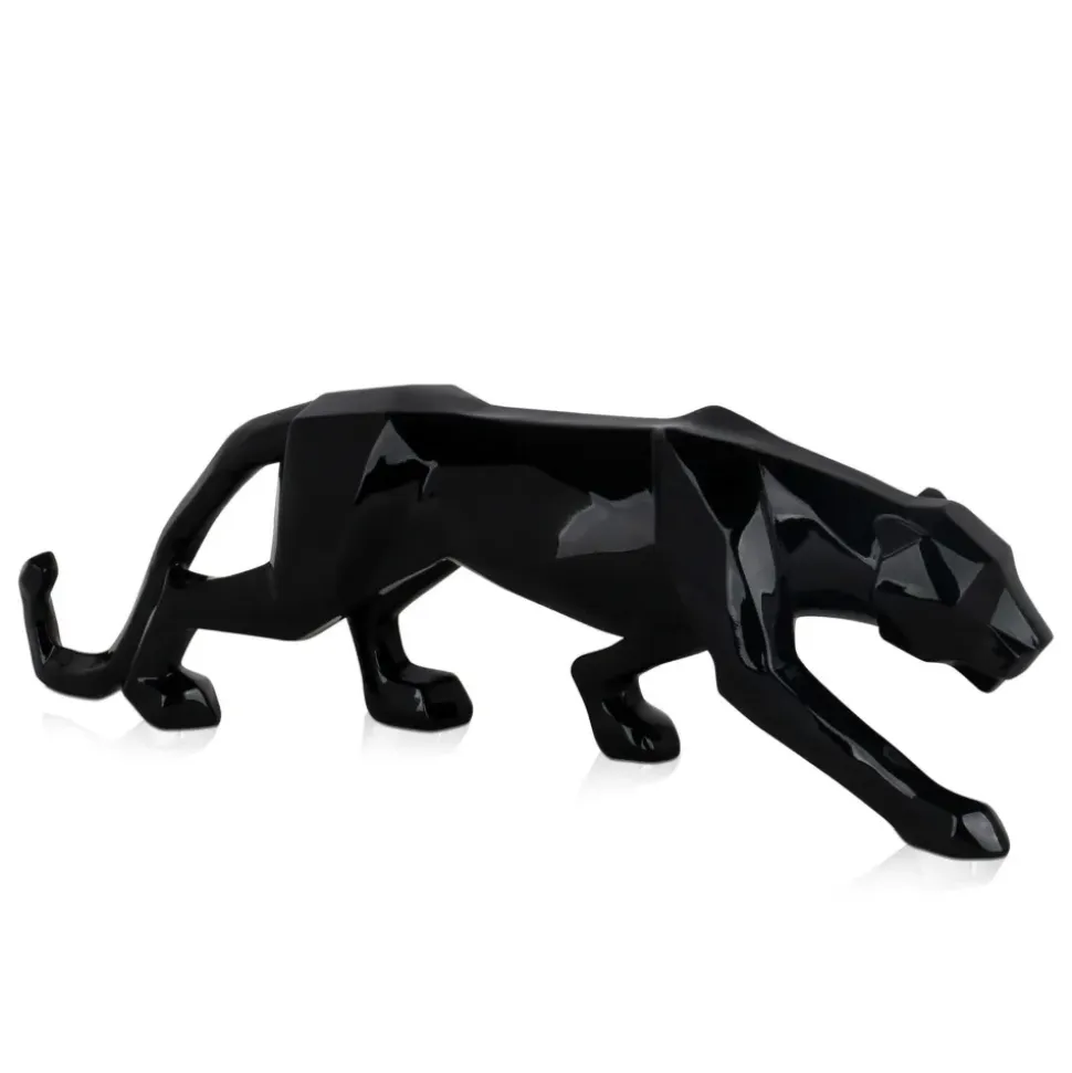 Polygon Panther 14cm Black Resin Indoor Sculpture