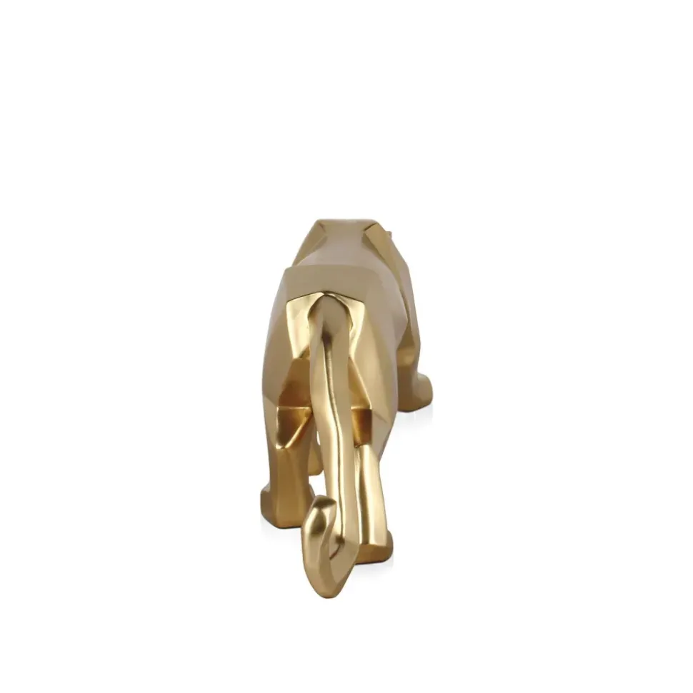Polygon Panther 14cm Gold Resin Indoor Sculpture
